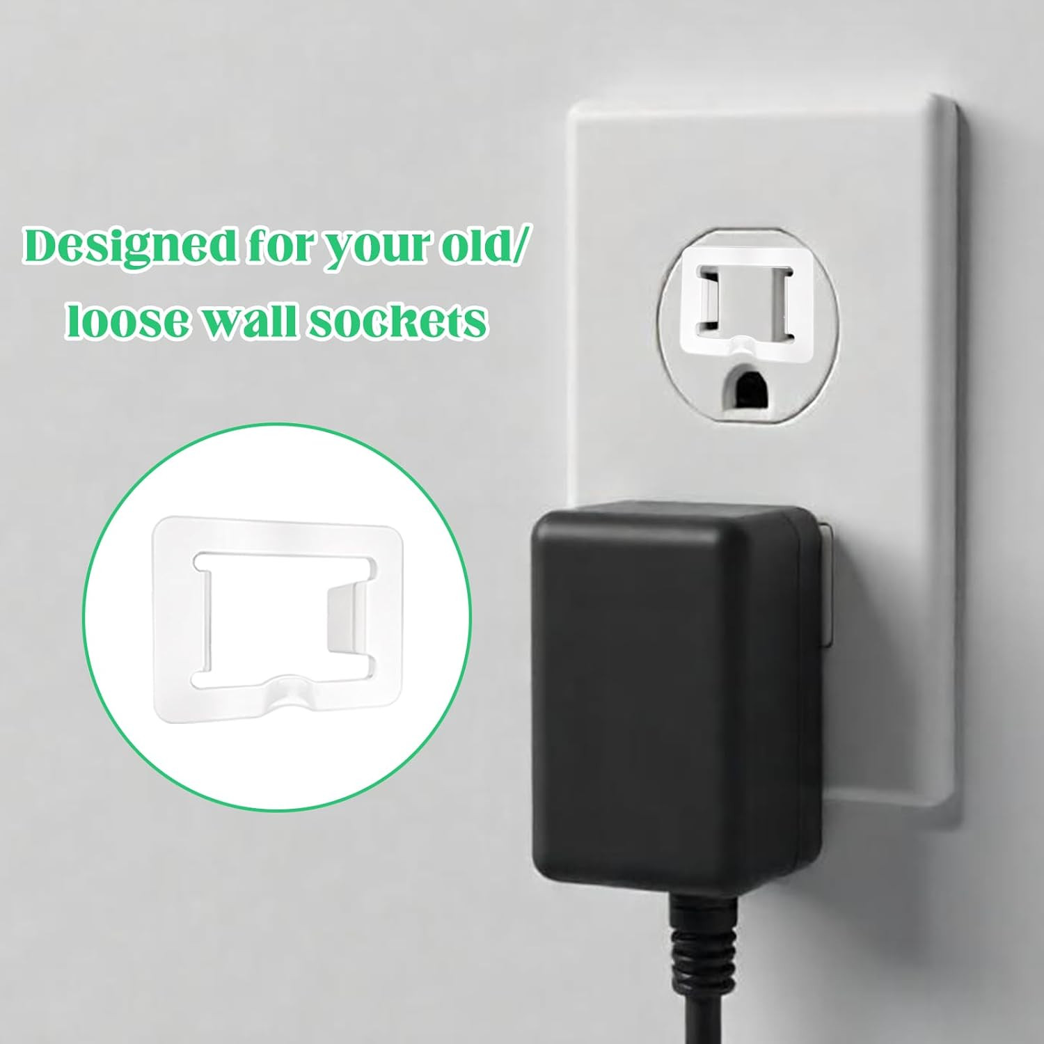 20 Pcs 2 Prong Loose Outlet Fix Plug, Plastic Socket Outlet Tightener Insert Ens