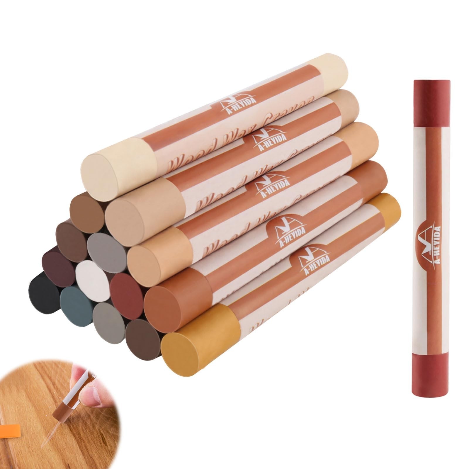 Wood Filler Sticks - 16 Colors Wood Repair Wax Crayons, Furniture Scratch Wax...