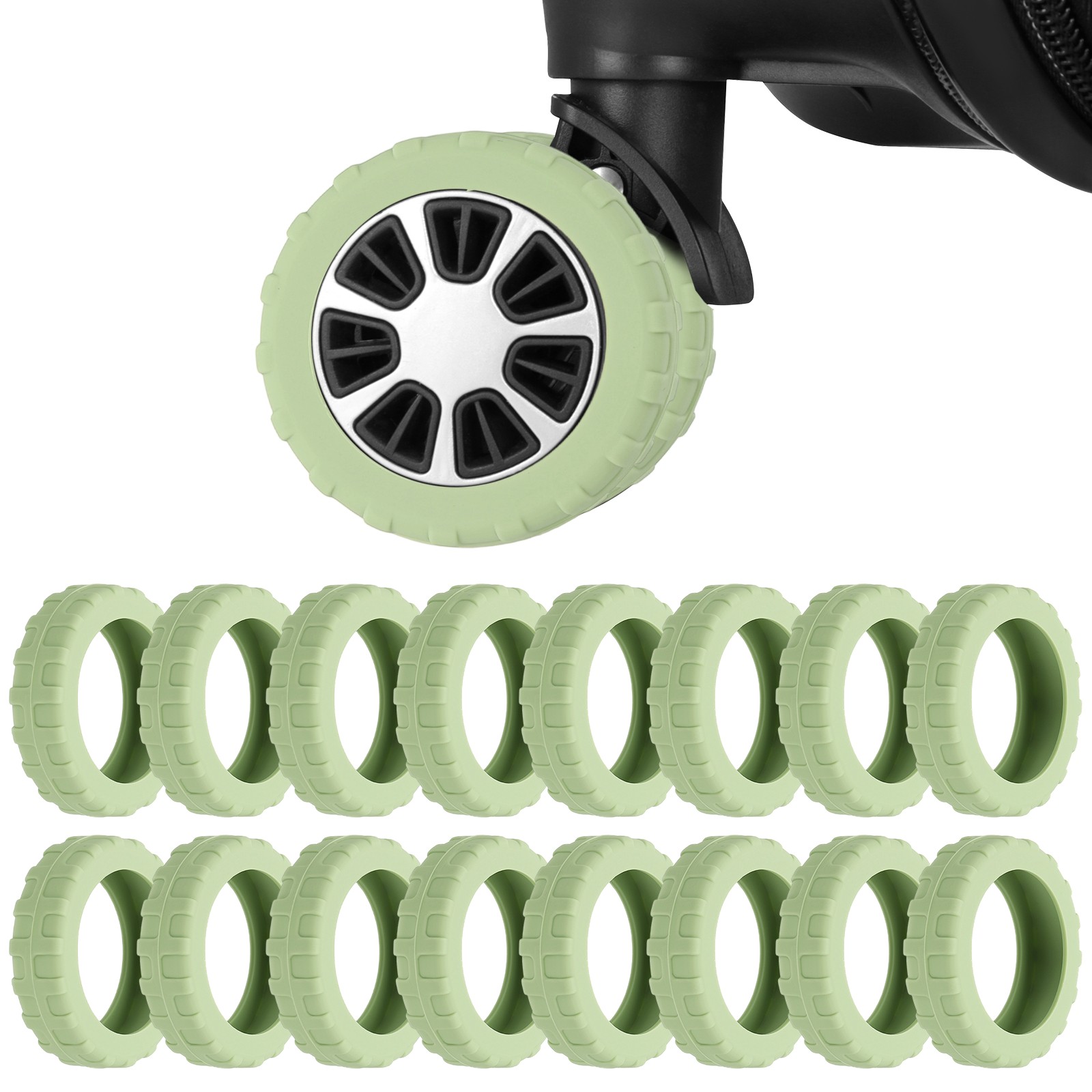 16 Pack  Luggage Wheel Protection Cover for 2.2-2.6" Spinner Wheel, Fruit Green