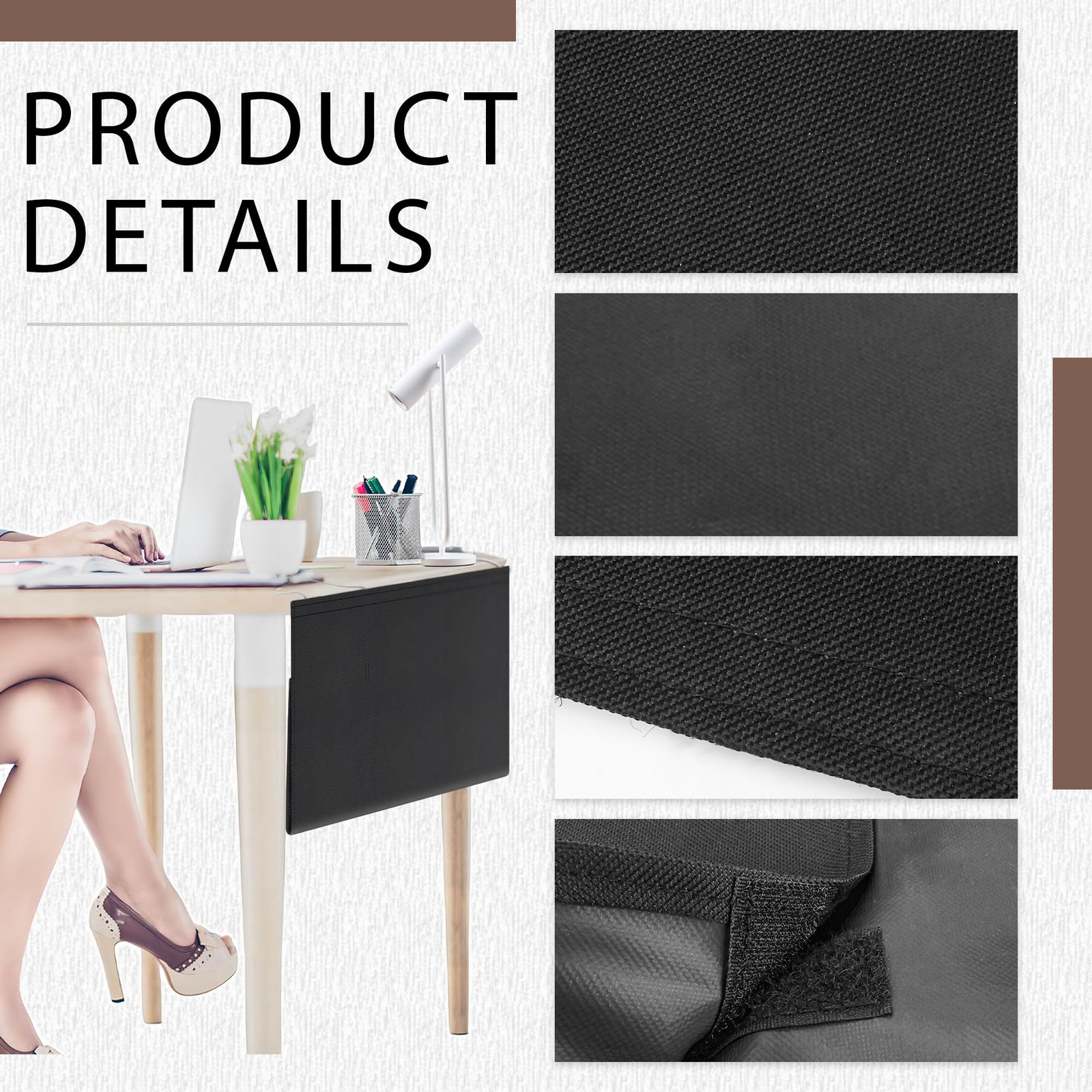 48" Under Desk Privacy Panel -Adhesive Modesty Panel with Wire Pocket for Cab...