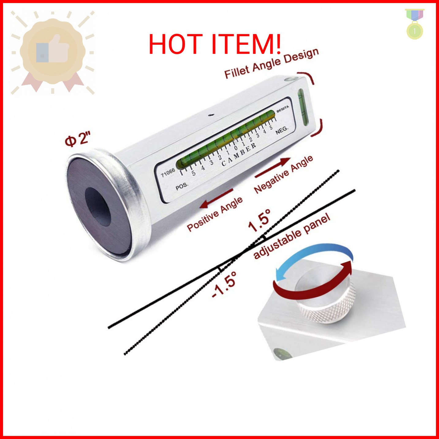 BESITA Adjustable Magnetic Gauge Tool Camber Alignment Tool Strut Wheel Alignmen