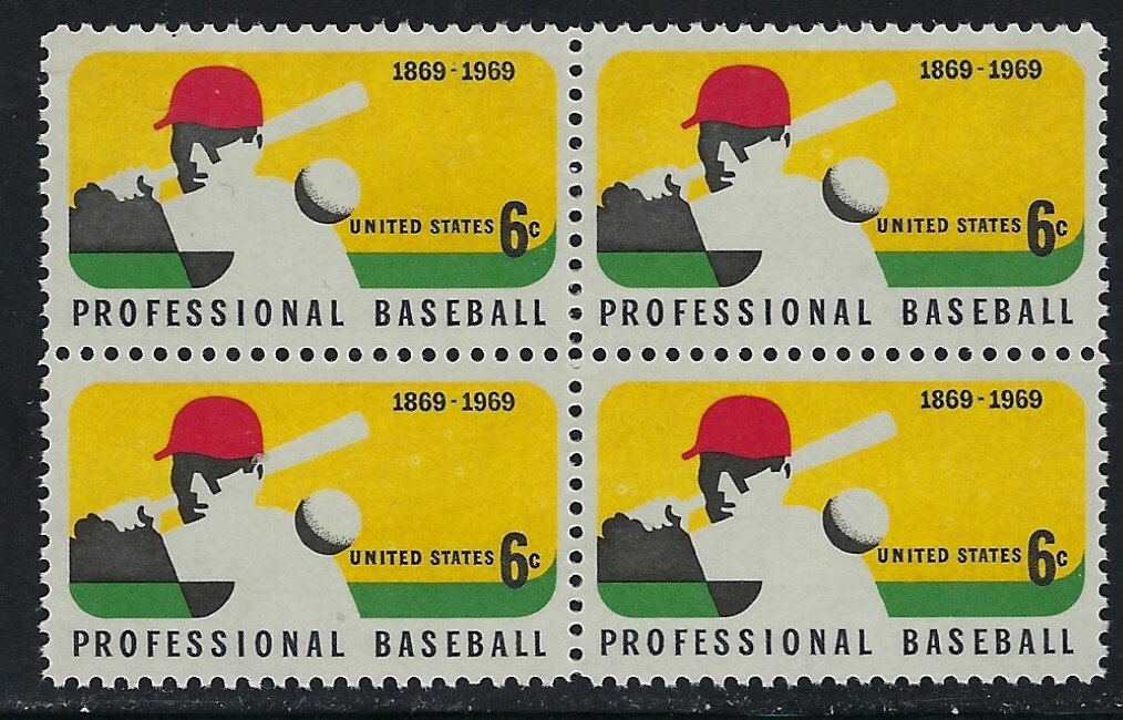 USA - MNH Block of 4  Stamps - 1969 - 6c Baseball...............DB-1362