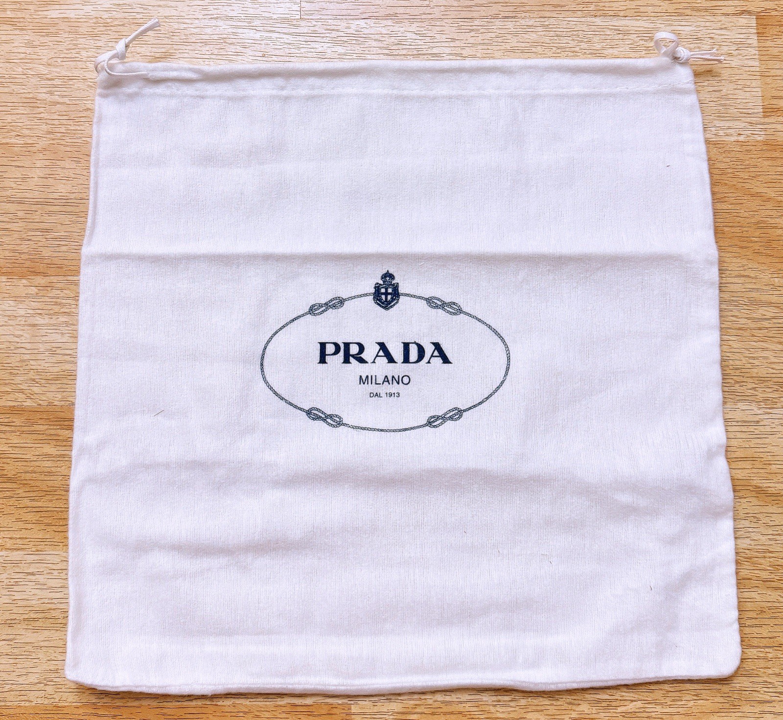 PRADA Dust Bag Cream Cotton Flannel 11.5 X 11.5  Drawstring Storage Pouch NEW
