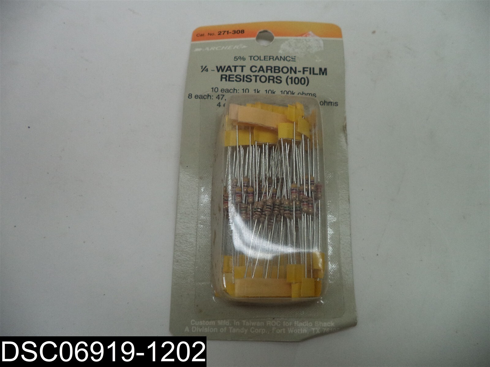 QTY=100: 271-308 Archer 5% Tolerance 1/4 Watt Carbon Film Mix Resistors
