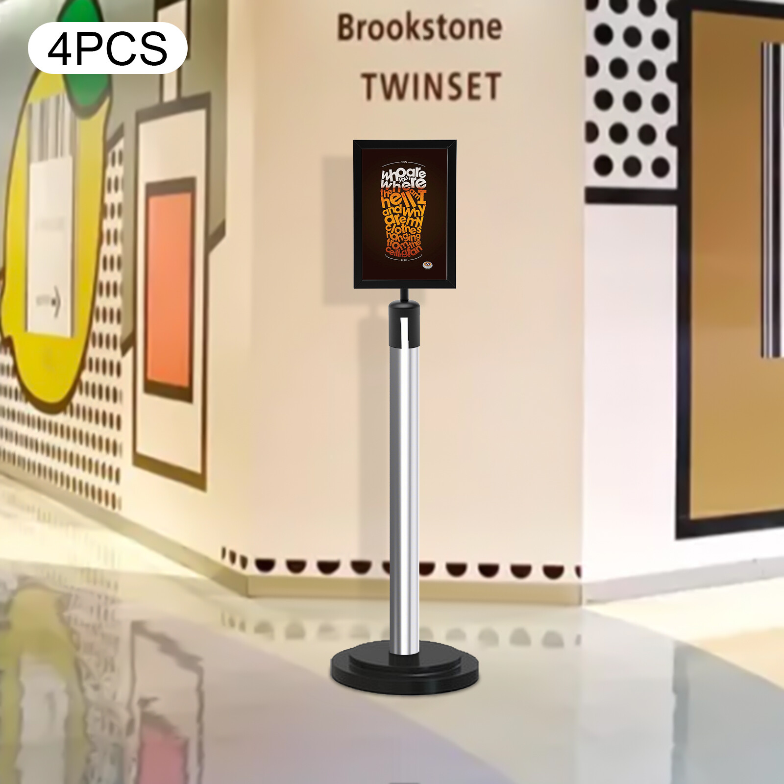 4 Piece Sign Holder For A4 Double Sided Sign Frame, Top Stand Poster Display
