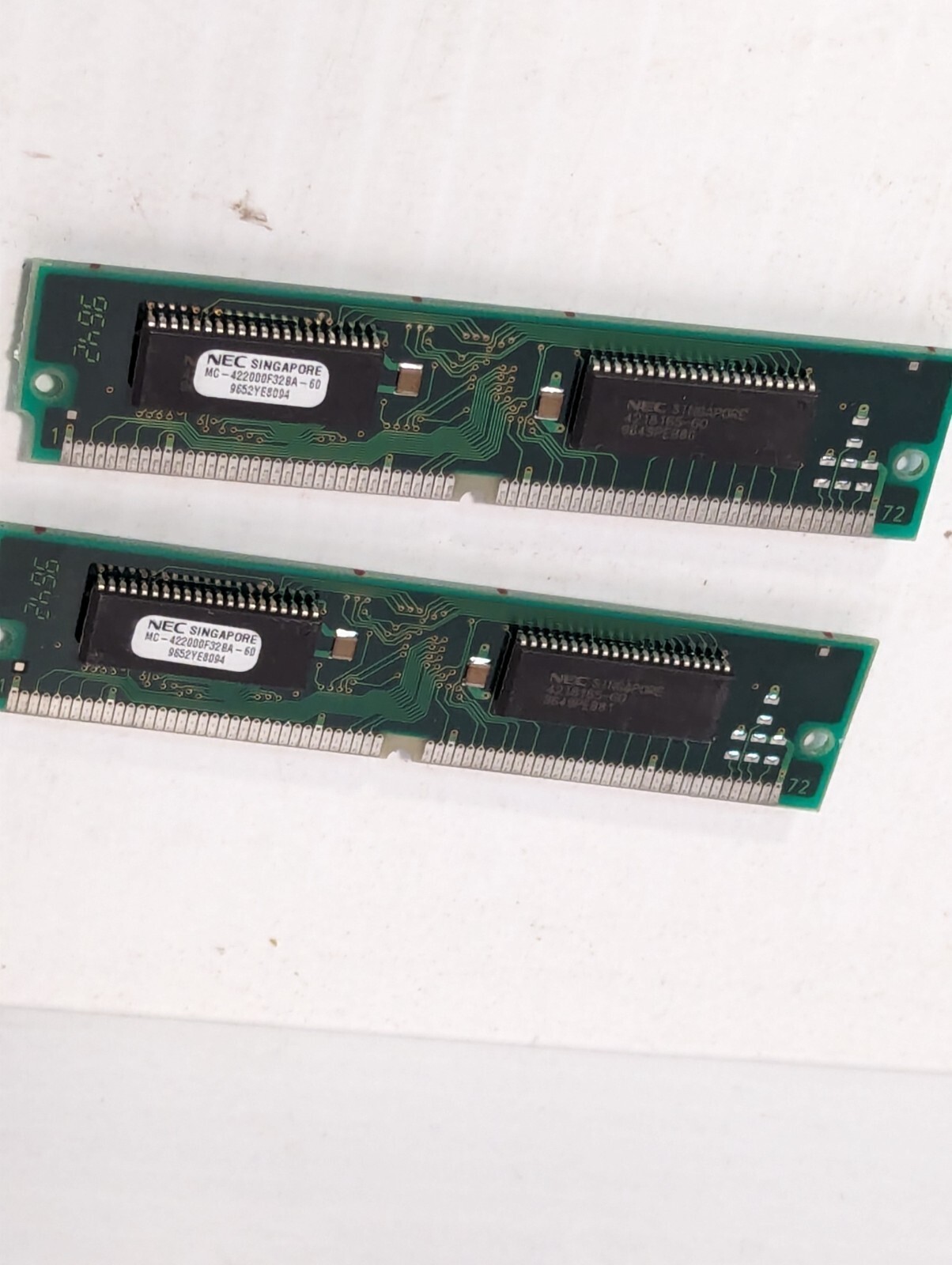Lot of 2 NEC MC-422000F32BA-60 8MB EDO 72 Pin Memory Module