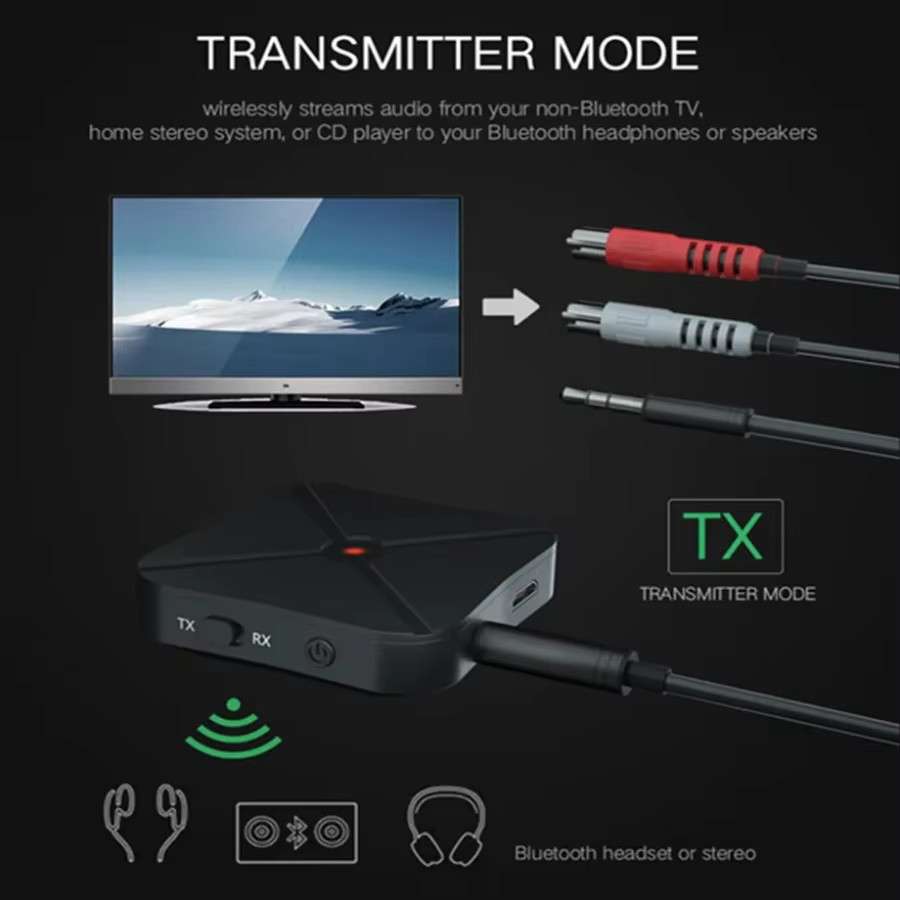 2in1 Bluetooth Transmitter Receiver Wireless Adapter TV Home Stereo A2DP Audio