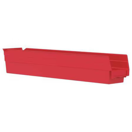 Akro-Mils 30124Red Shelf Storage Bin, Plastic, Red, 4 In H, 4 1/8 In W, 23 5/8