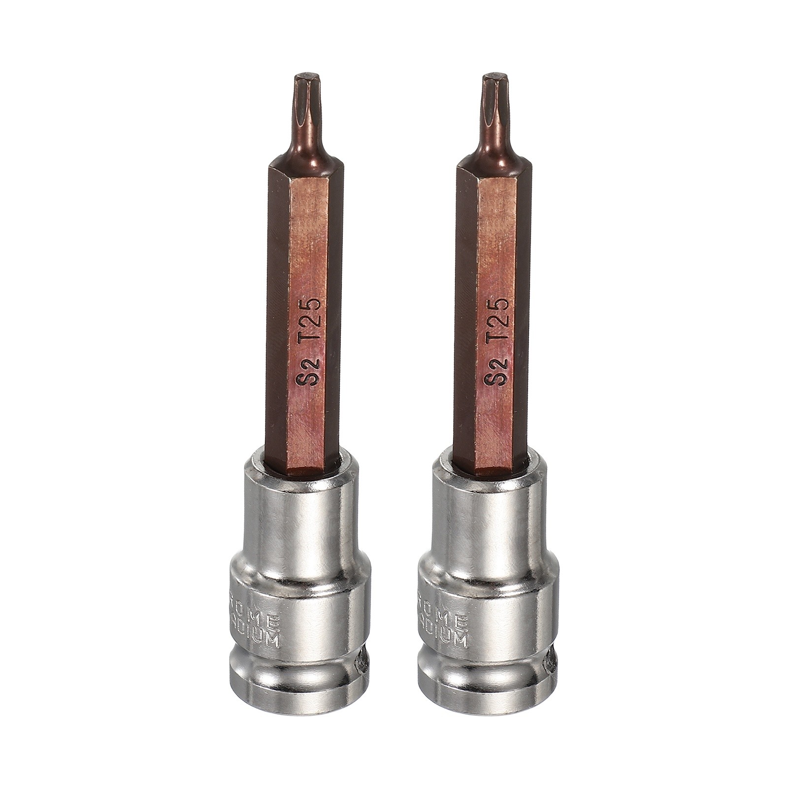 2Pcs Torx Bit Socket T25 1/2" Drive 4" Length S2 Steel Long Bit CR-V Socket