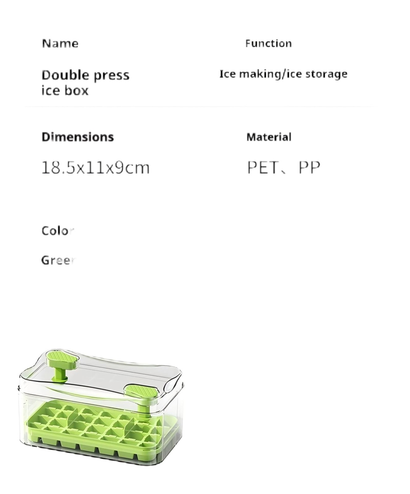 Transparent green double press ice box - large capacity plastic ice tray for ...