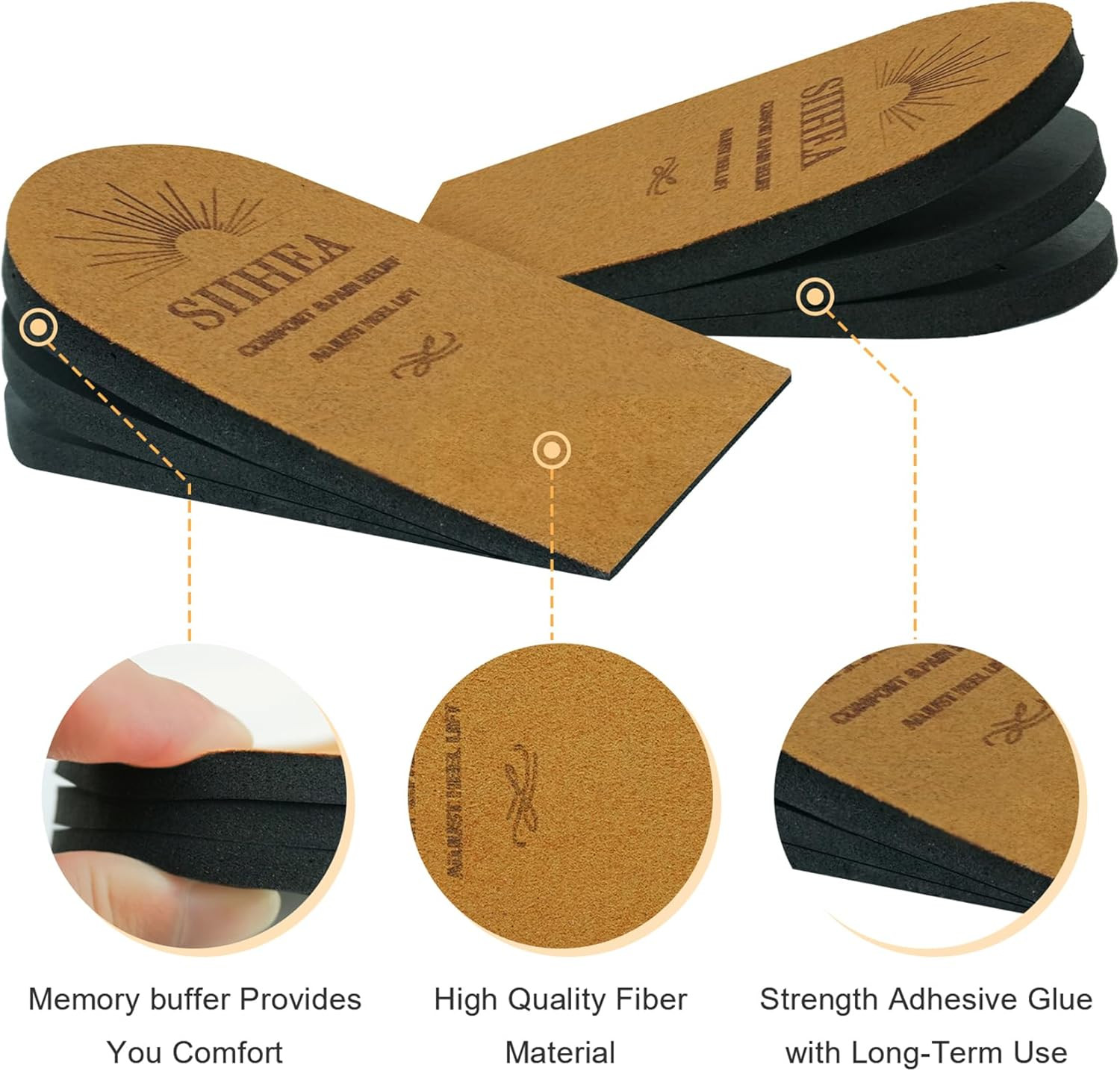 1/8 Inch Adjustable Heel Lifts Insoles for Heel Pain Achilles Support Medium
