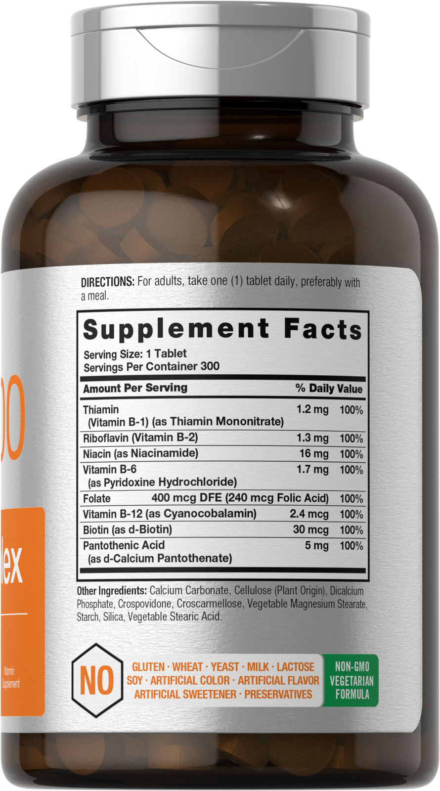Vitamin B-100 Complex | 300 Tablets | Vegetarian, Non-GMO | by Horbaach