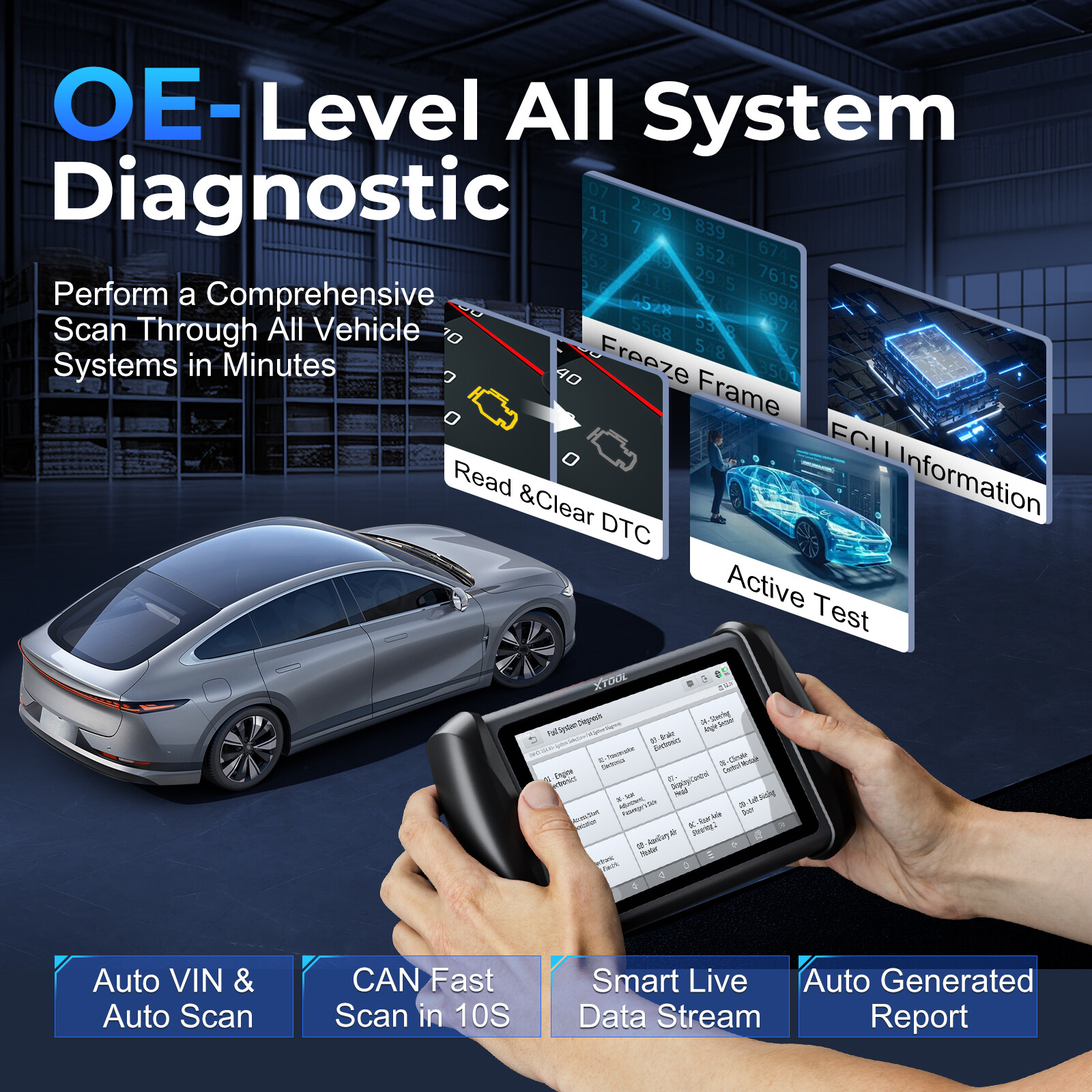 XTOOL IP819 Bidirectional Coding Scanner Full System Diagnostic Tool 39+ Reset