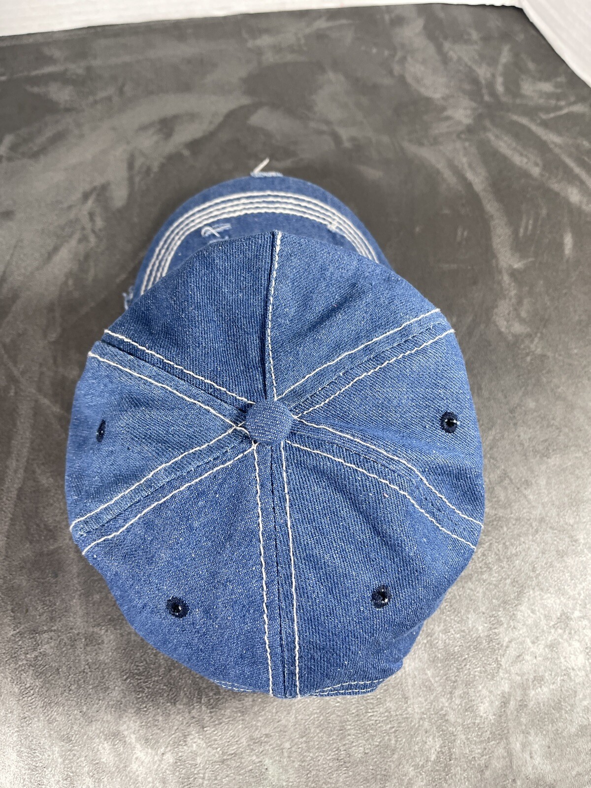 Women's Blue Denim Hat Cap LOVE MY TRIBE TeePee strapback Distressed style