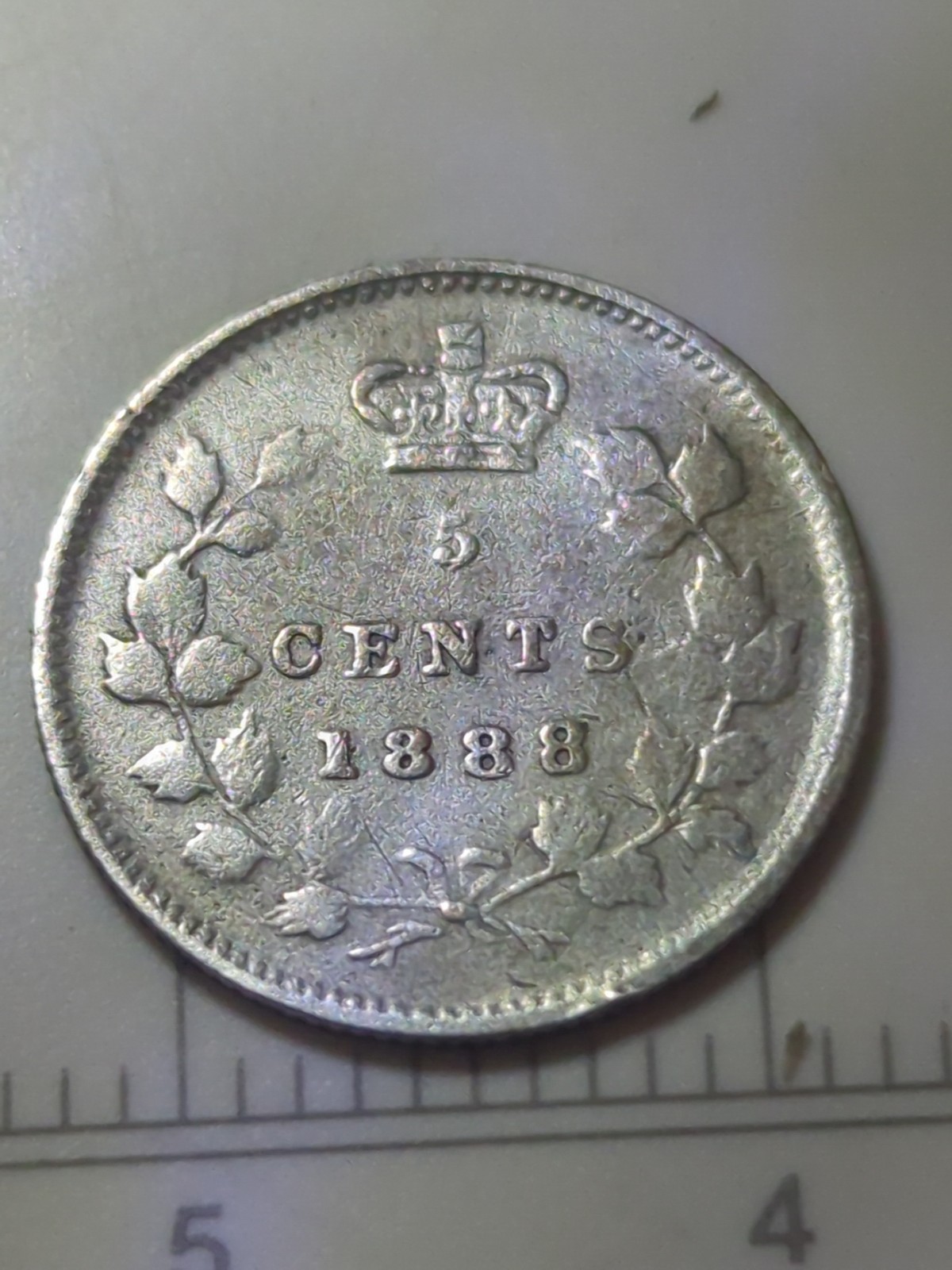 1888 Canada SILVER Five Cents Repuched 8. 5-Cents VF+ DD108