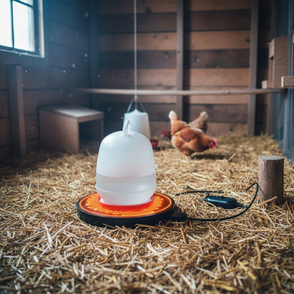 Energy-Saving Heated Chicken Waterer - Prevents Freezing for 1-5 Gallon Buckets