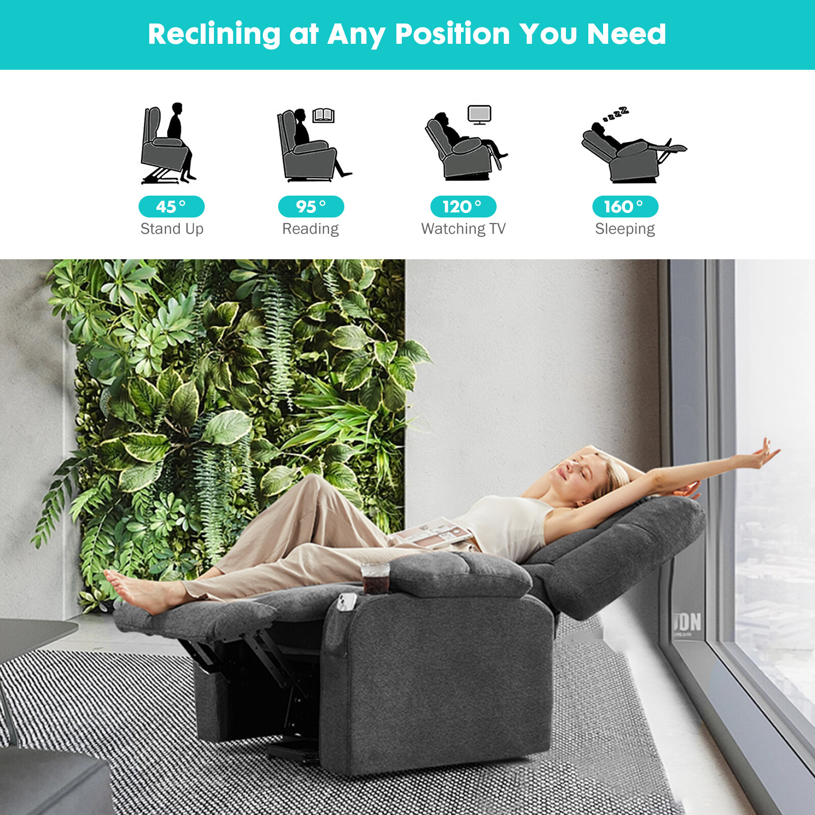 Elderly Motor Power Lift Recliner Sofa w/Massage&Heat Electric Lazy Lounge Chair