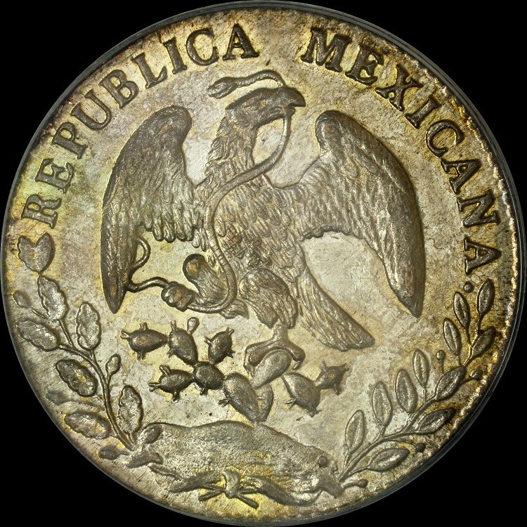 VERY SCARCE 1882 Oa AE 8R REALE PCGS MS62 JOHN J. PITTMAN SPECIMEN A+ LUSTRE