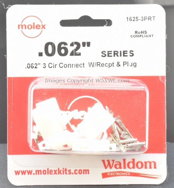 Molex Waldom 1625-3PRT 3 Circuit .062 Connectors Male Female Contacts