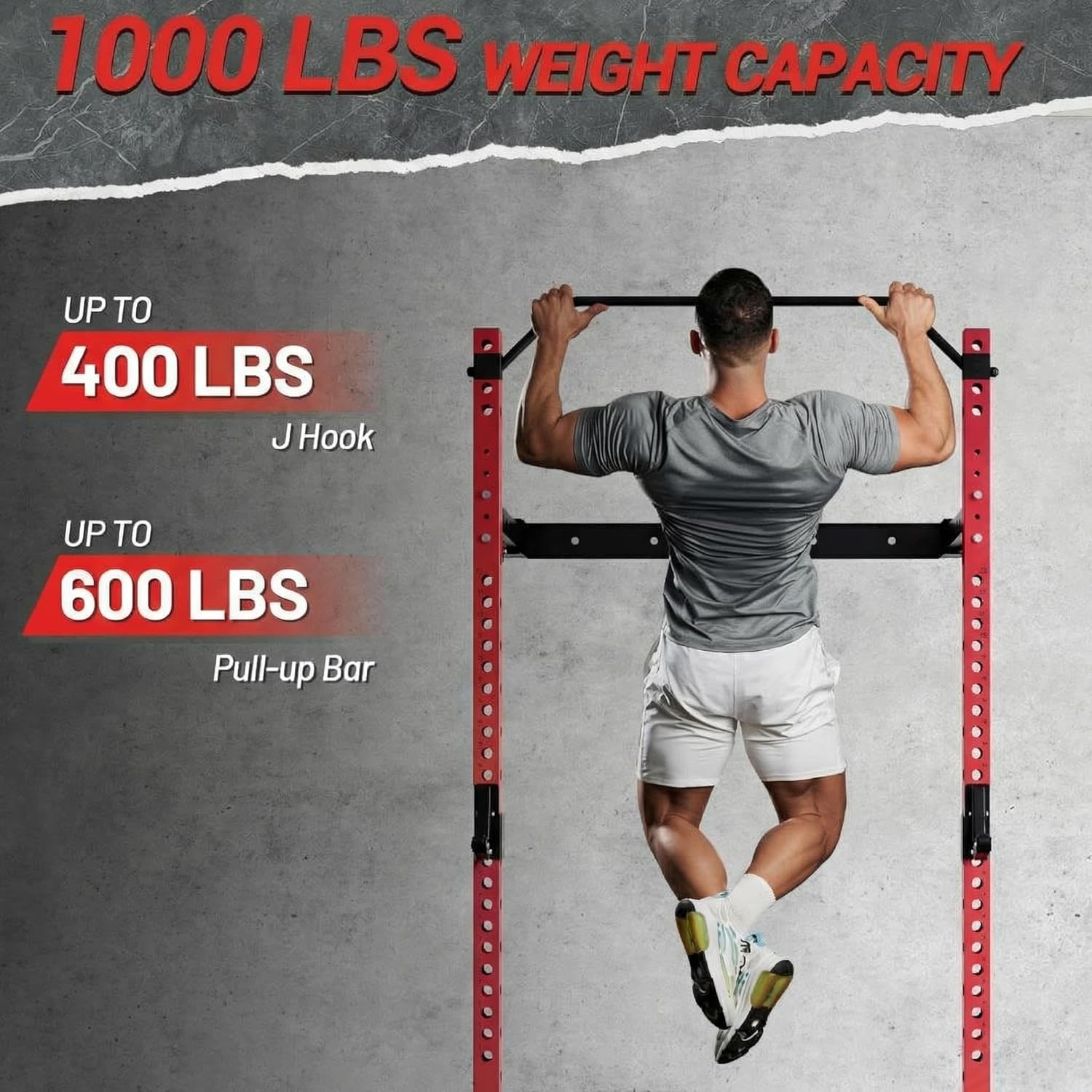 Foldable Squat Rack: 1000 LBS Capacity, Space-Saving with Pull-Up Bar & Landmine