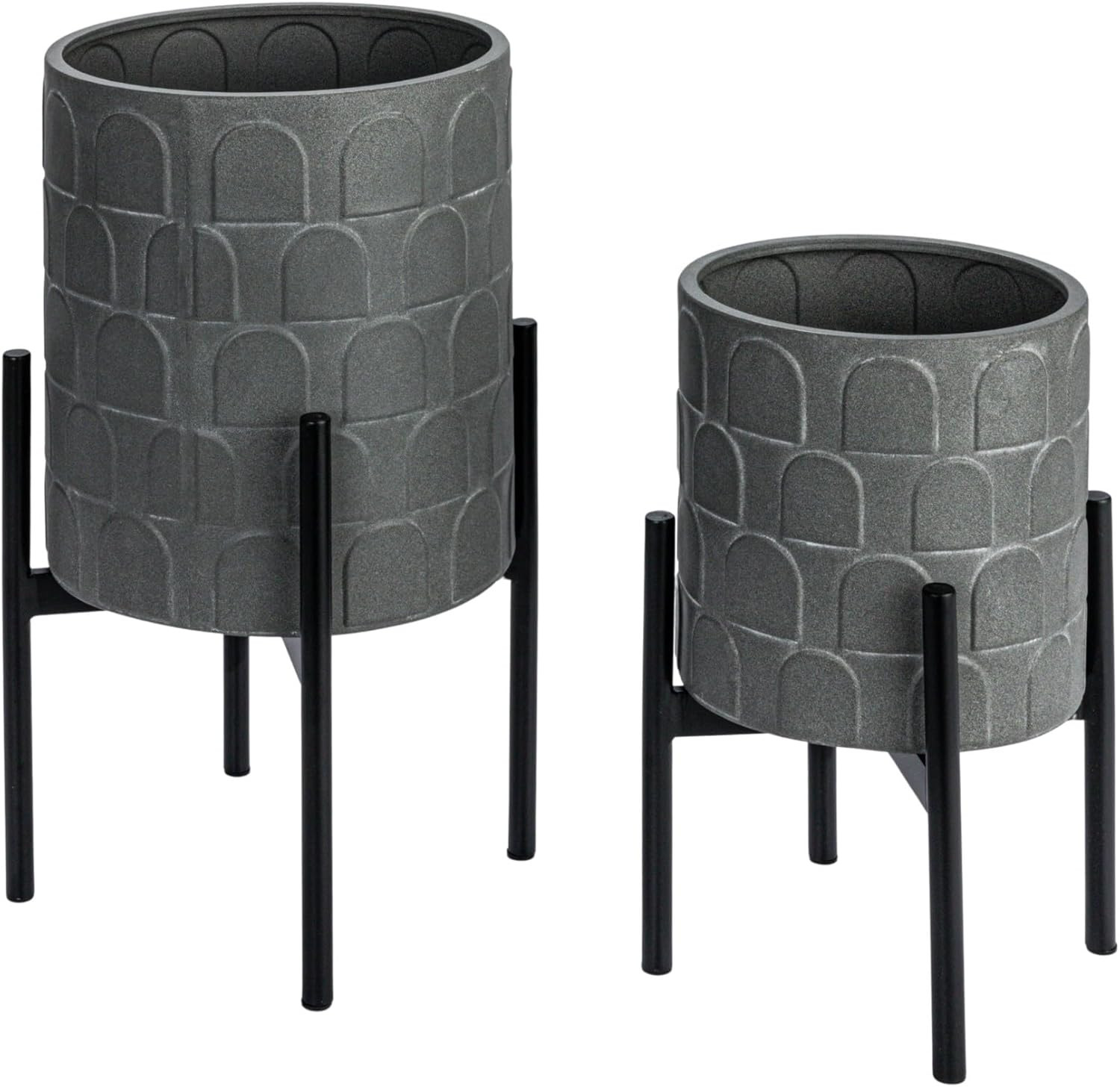 Metal Planter on Stand, Grey