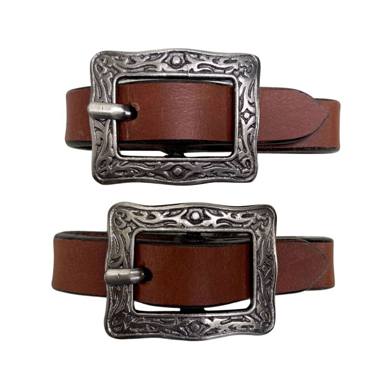 Western Horse Leather Slobber Straps with Engraved Silver Buckles for your reins