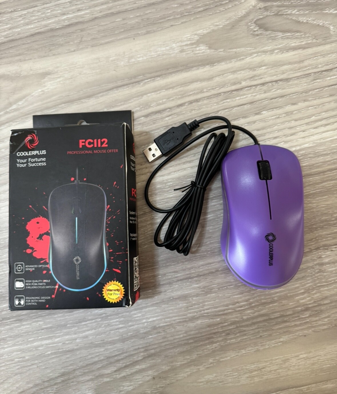 COOLERPLUS FC112 USB Optical Wired Computer Mouse with Easy Click for Office ...