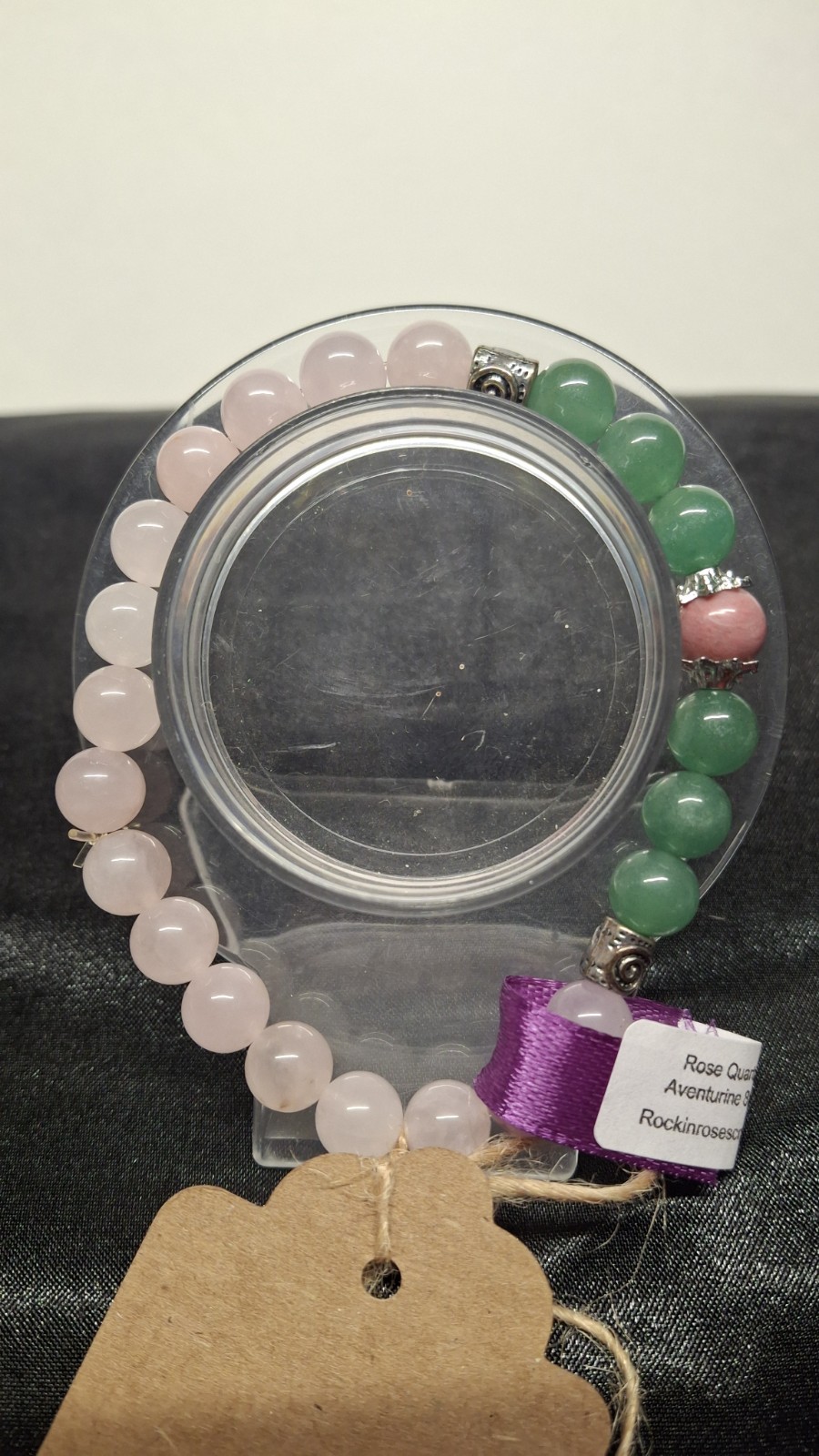 Rose Quartz/rhodonite/aventurine 8mm Bead Bracelet Size 7 1/4 (BRC 62)
