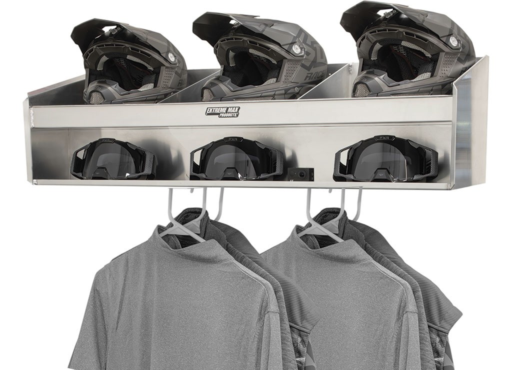 Extreme Max 5001.6498 Triple Helmet Bay Aluminum Cabinet Organizer - Silver