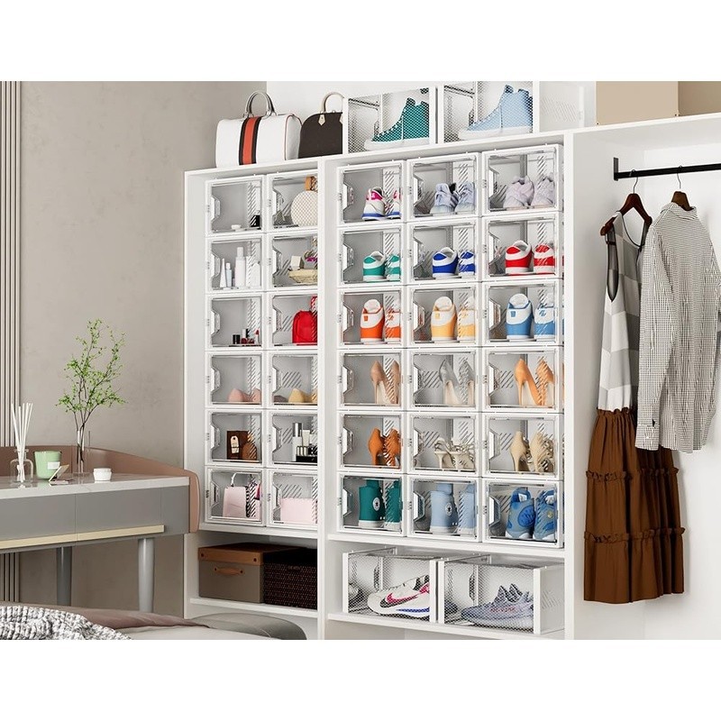 Stackable Shoe Box Magnetic Door Aromatherapy Ventilation Space Saver Storage US
