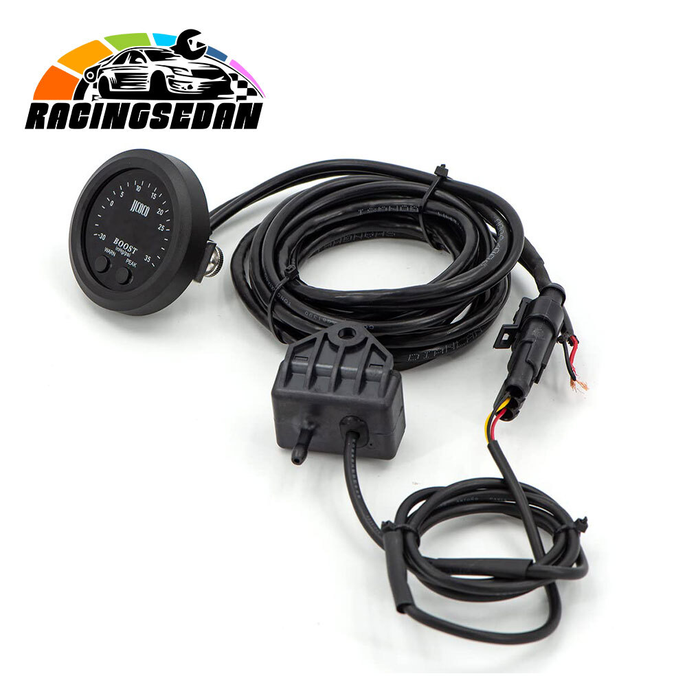 Universal 52mm Boost Gauge Ultra-Thin Round with Red Light LED Vacuum Gauge