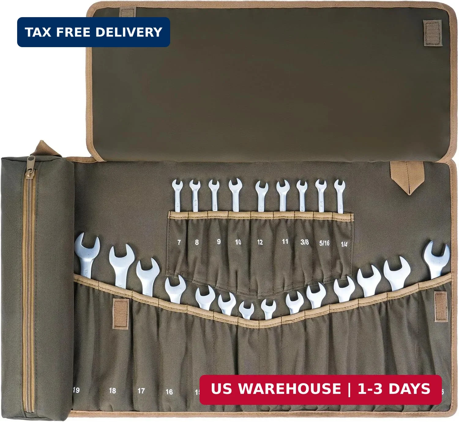 Wrench Roll Organizer,Wrench Roll Up Pouch with 23+1 Pockets,Heavy Duty Tool Rol
