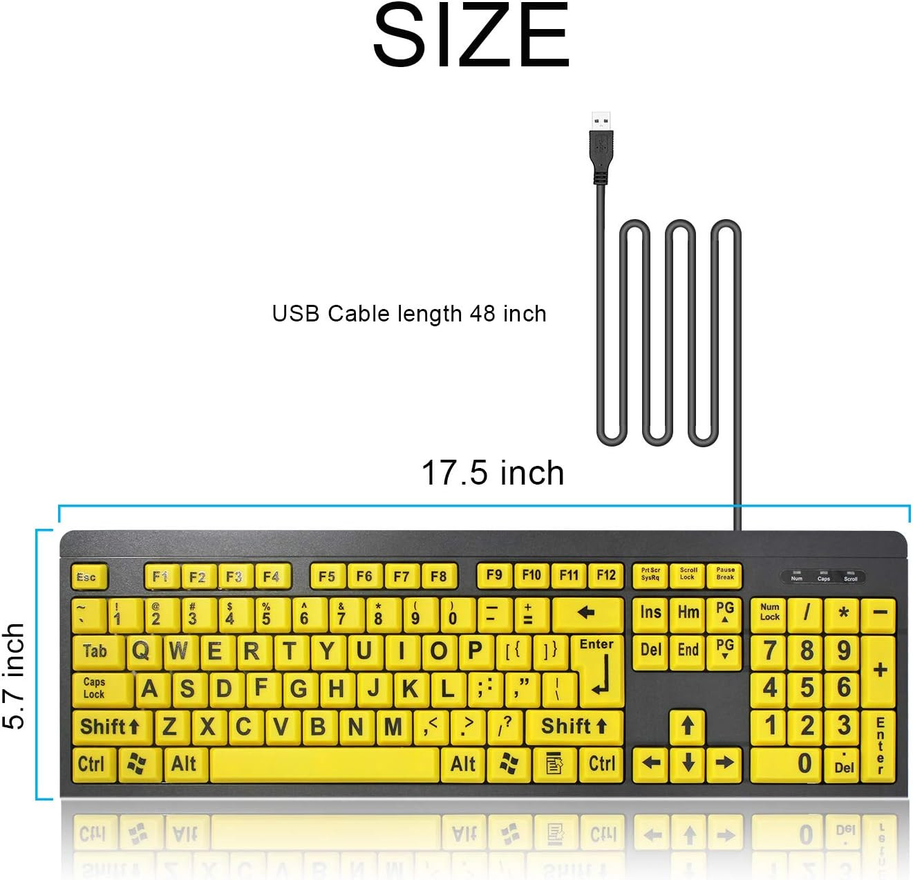 Large Print Computer Keyboard, Wired USB High Contrast Keyboard with Oversize...
