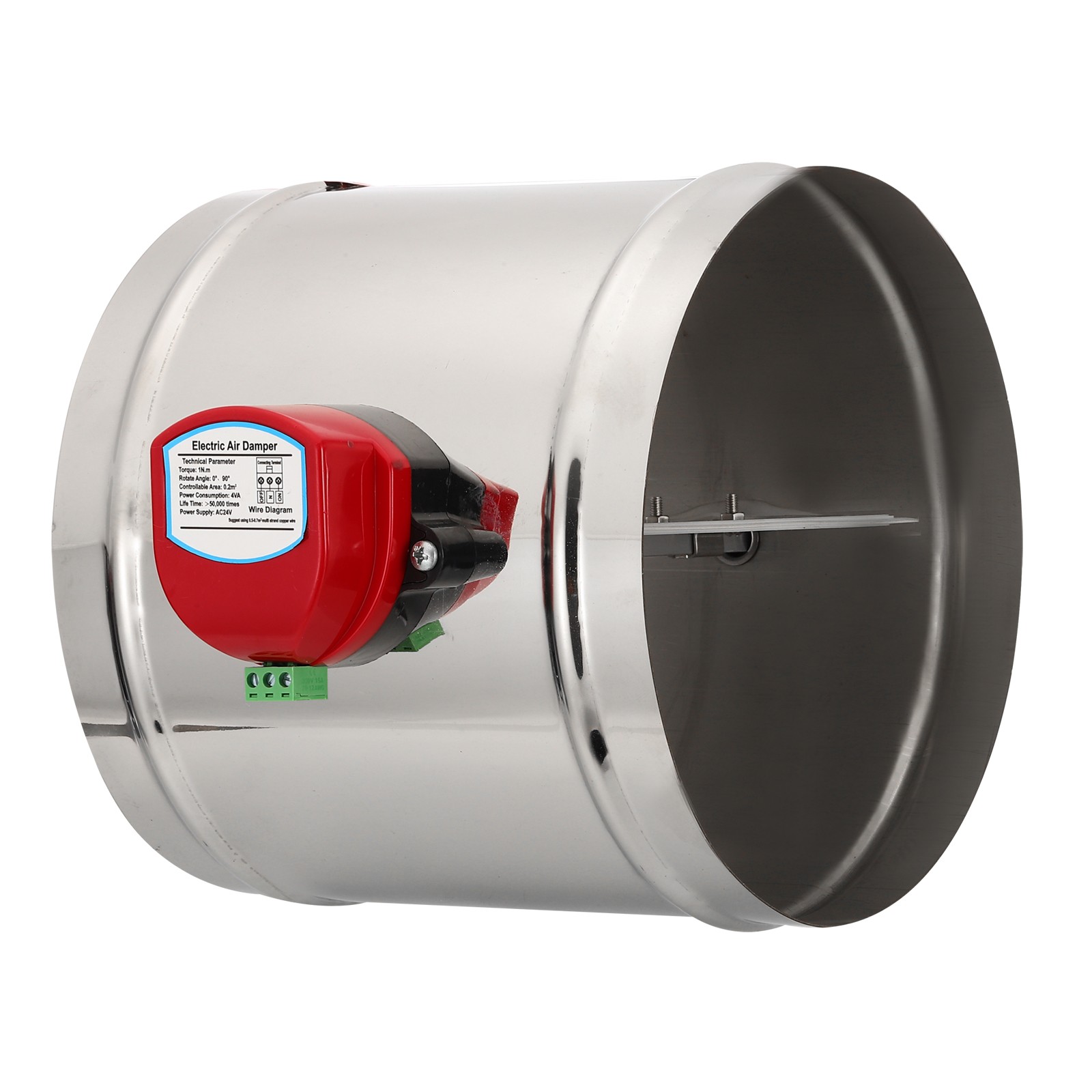 10" Duct Damper, Stainless Steel Motorized Adjustable HVAC Volume Damper, Silver