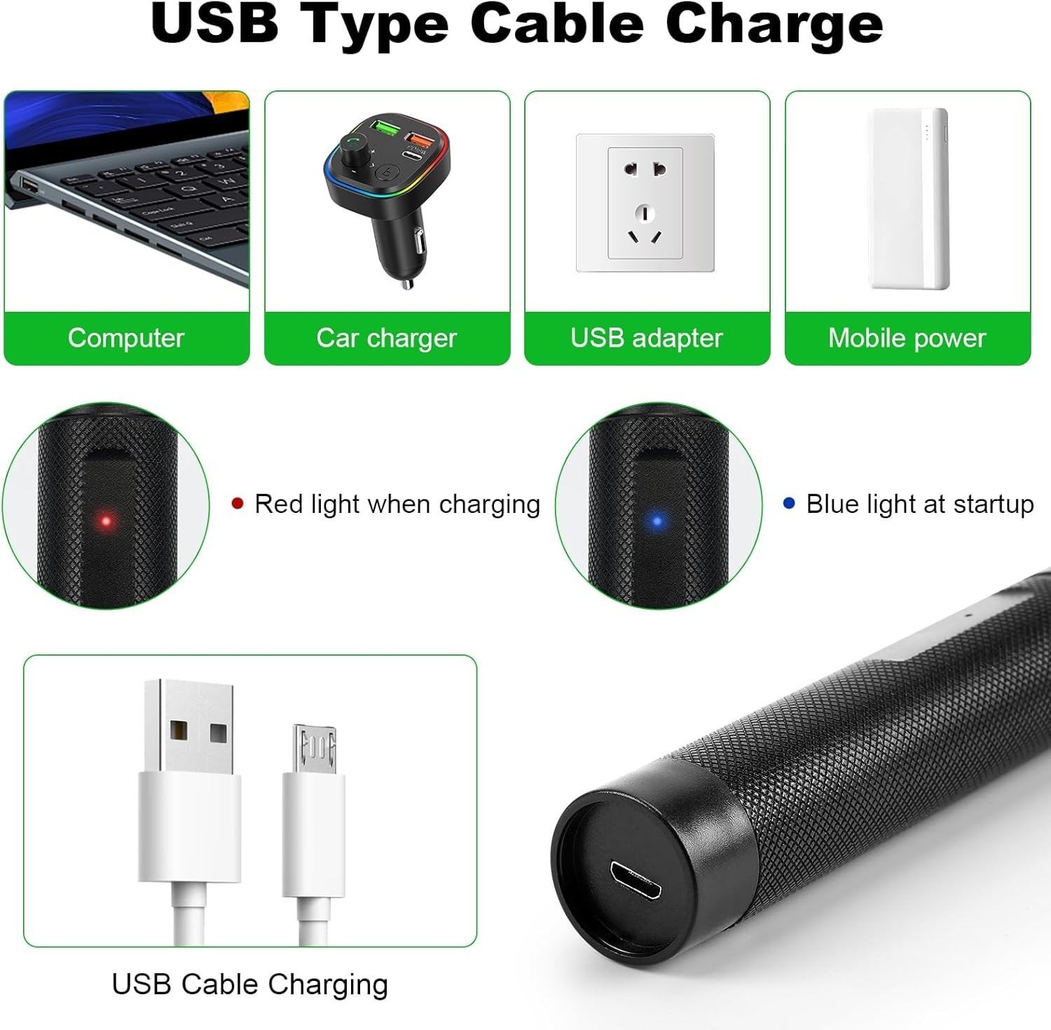Durable USB Rechargeable Green Laser Pointer - Ideal for Hiking & Presentations