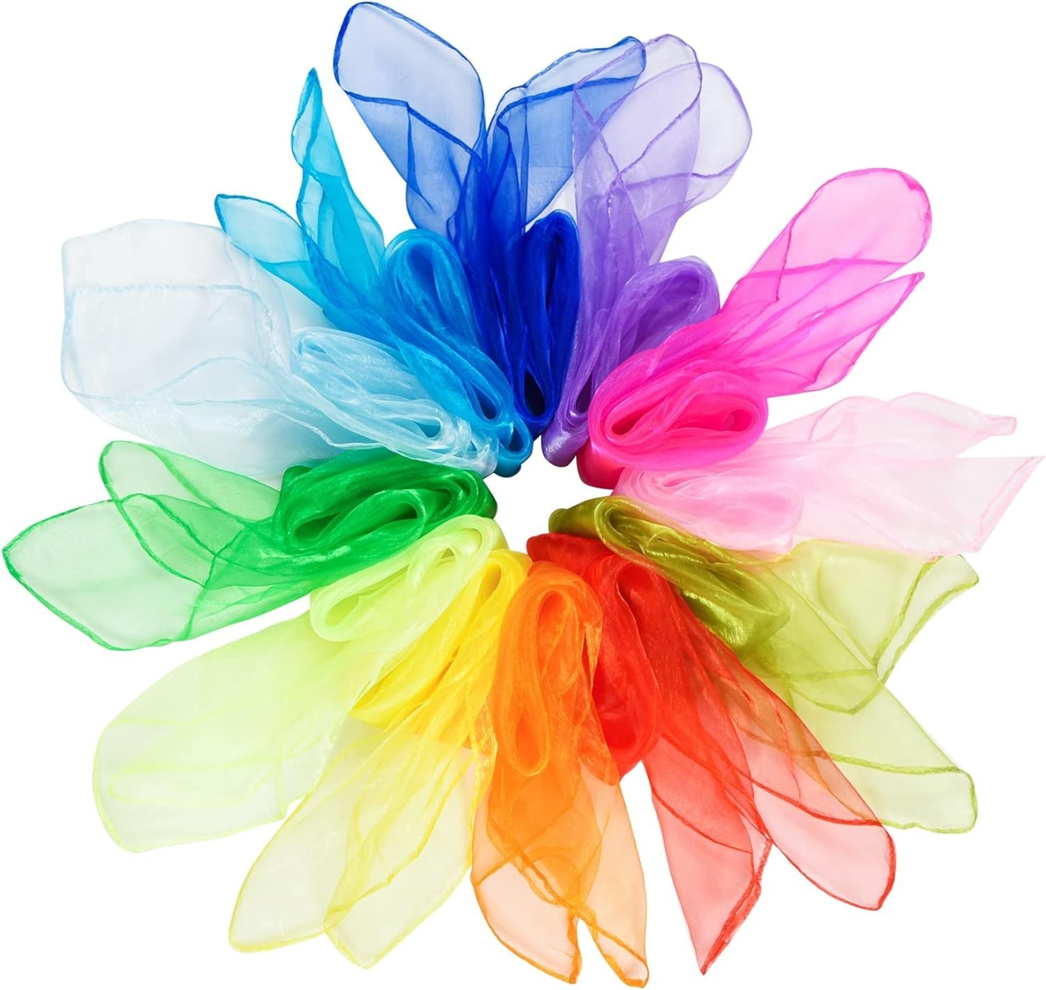 12PCS Juggling Silk Dance Scarves Magic Tricks Performance Props 24 Inch 12 Colo