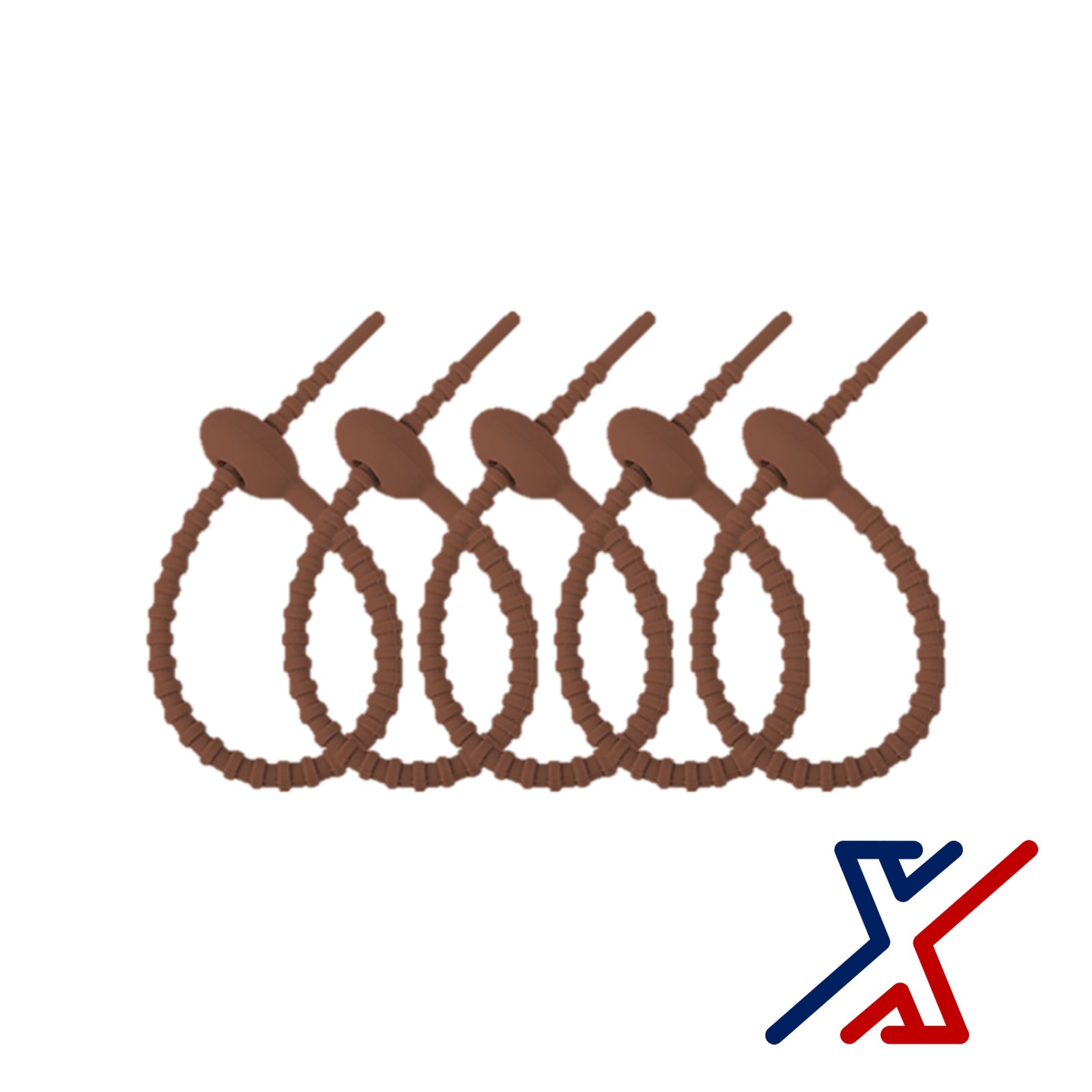 25-pcs 4-1/2" Brown Reusable Silicone Ties, FDA Food Grade by X1Tools