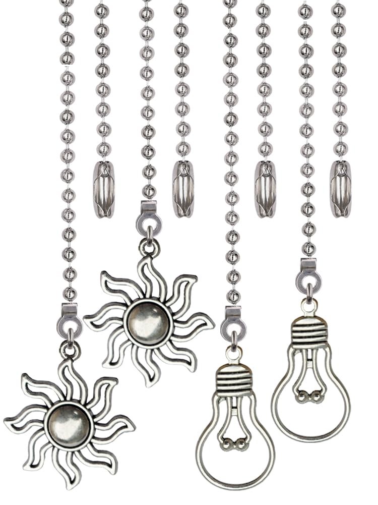 Aiyonoyia 4 Pack Ceiling Fan Pull Chain, 12 Inch Pull Chains Extension Orname...