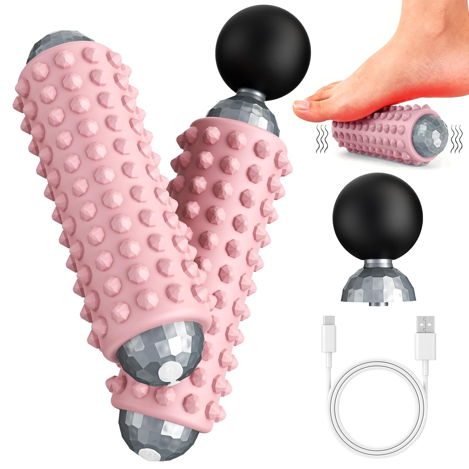 Mini Electric Massage Roller 4 Speeds Vibrating Massage Ball, 2-in-1 Portable...