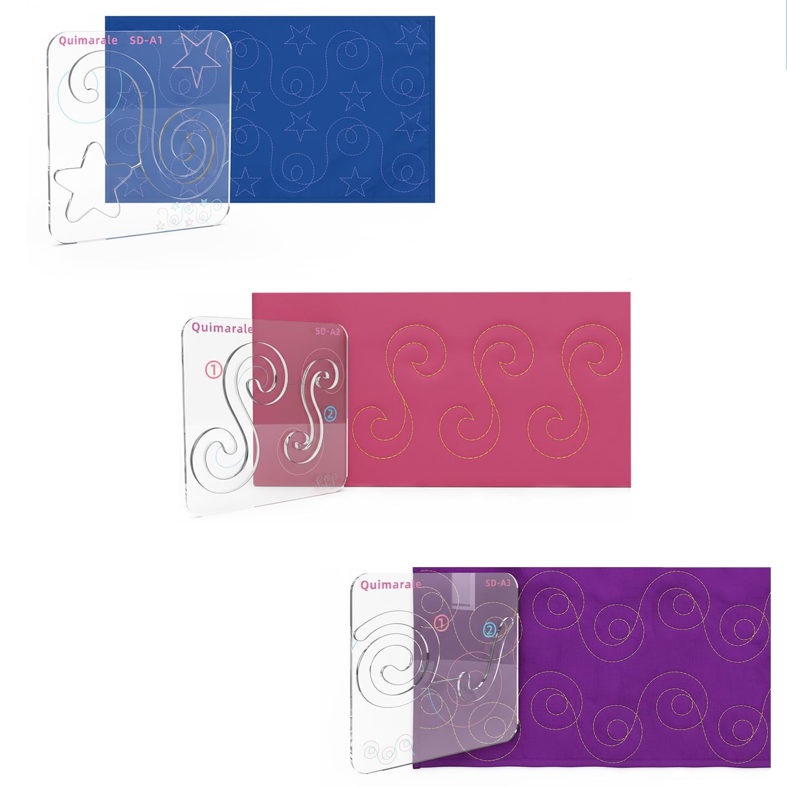 Swirl Design Free Motion Quilting Templates Series Includes Instruction Quilt...