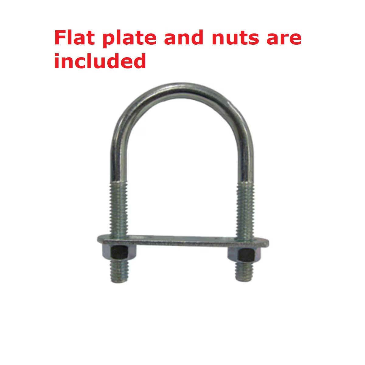 U-Bolt Clamp 3" Wide Long Boat Trailer Round Zinc U-Bolt Incl Flat Plate & Nuts