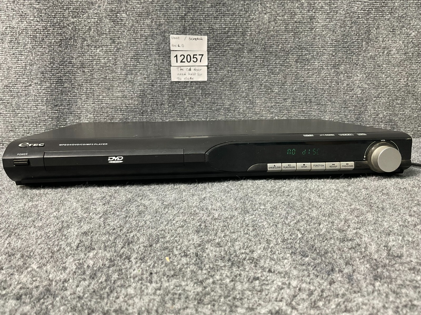 eTEC DVA900 MP3 MPEG4 CD DVD Multi-Format Player Black Used