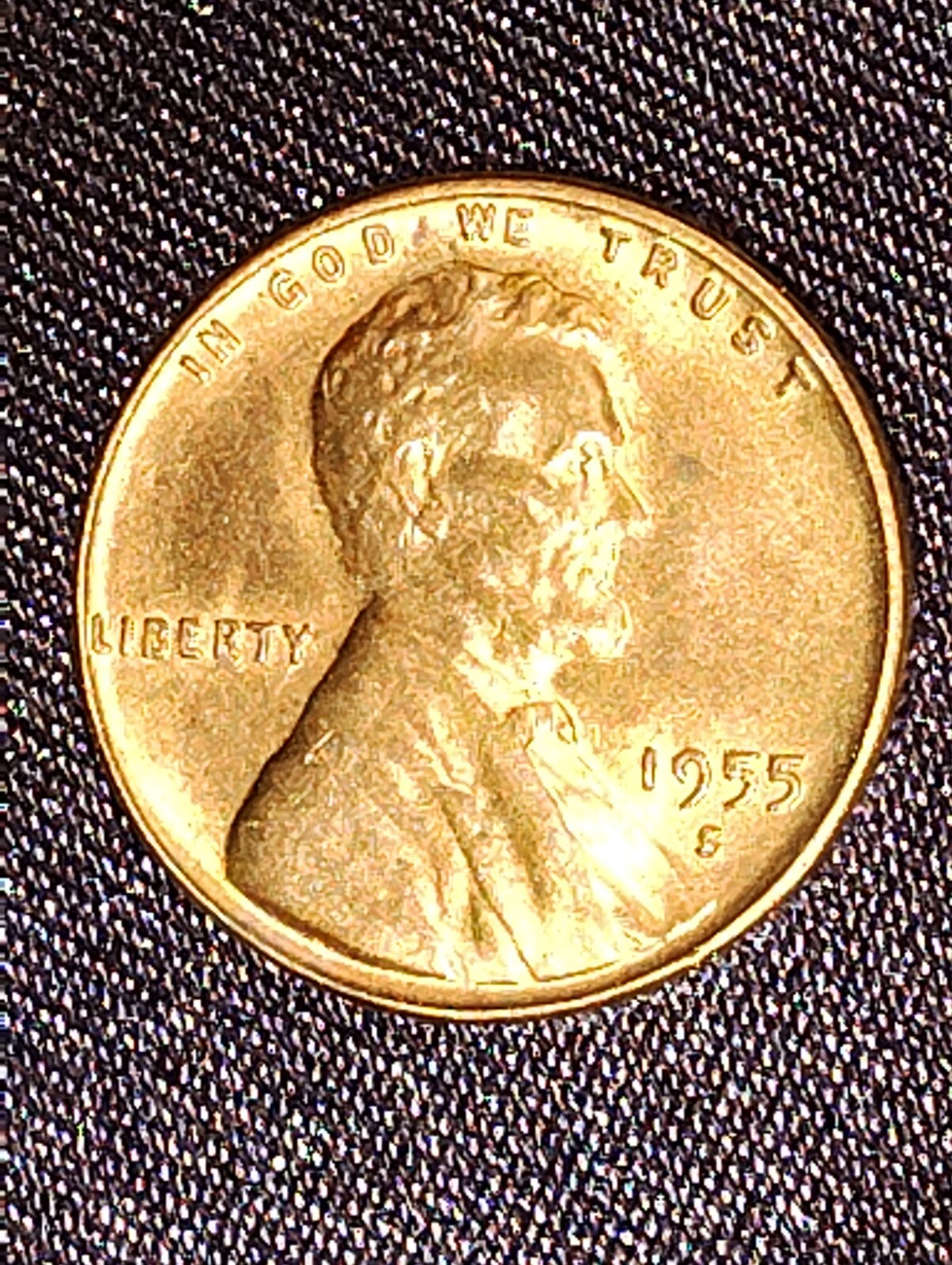 1955 S Lincoln Cent Wheat Ungraded Gently Circulated Red