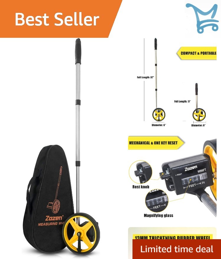 Measuring Wheel in Feet Inches 6-inch Mechanical Portable with Carrying Bag