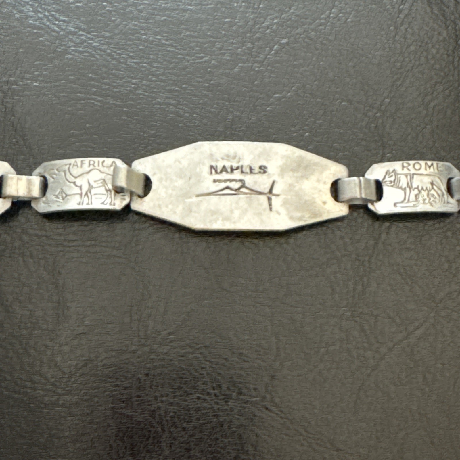 WWII 1944 Trench Art US Sweetheart Bracelet Anzio Italy Africa Antique