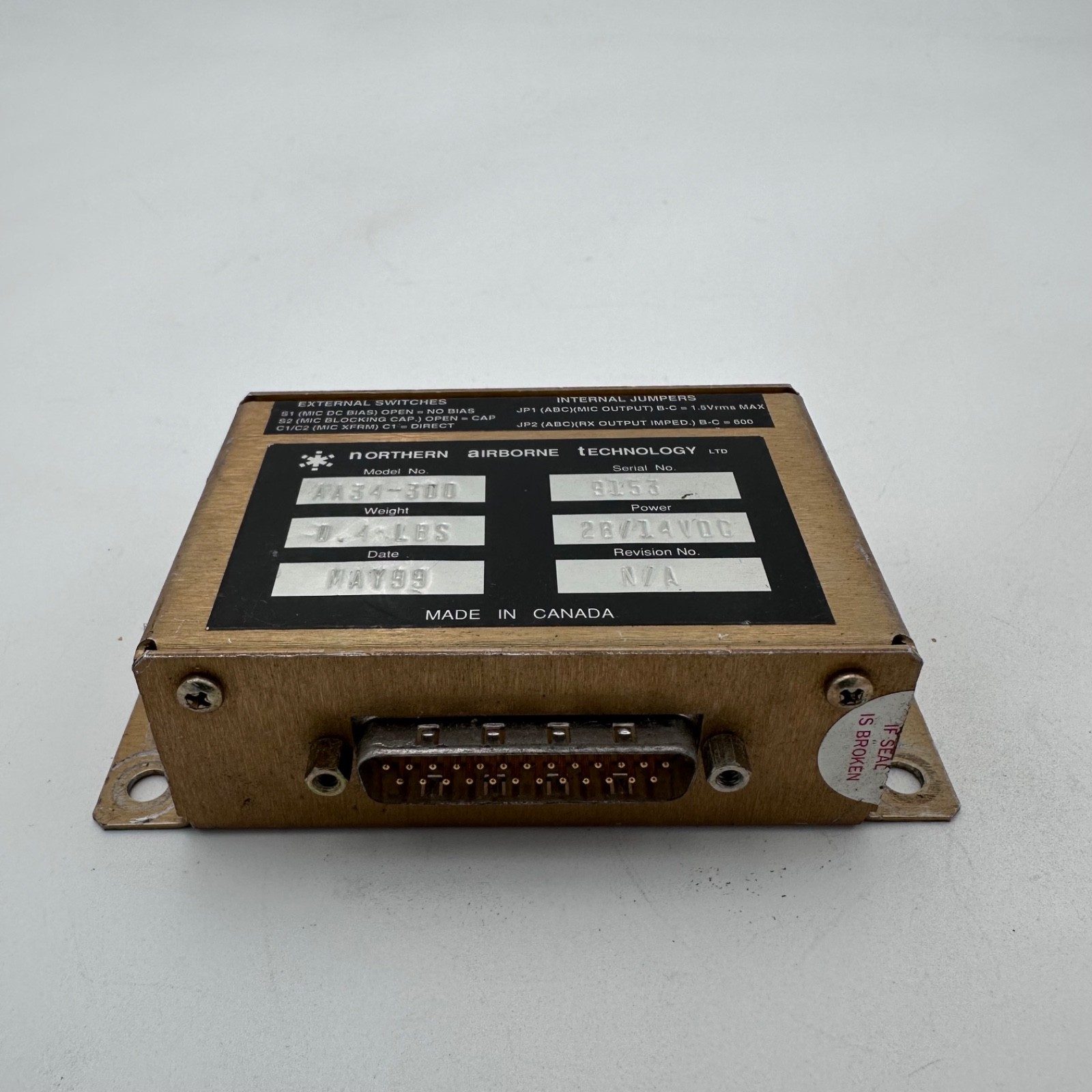Northern Airborne Technology AA34-300 Universal Radio Interface 28 VDC