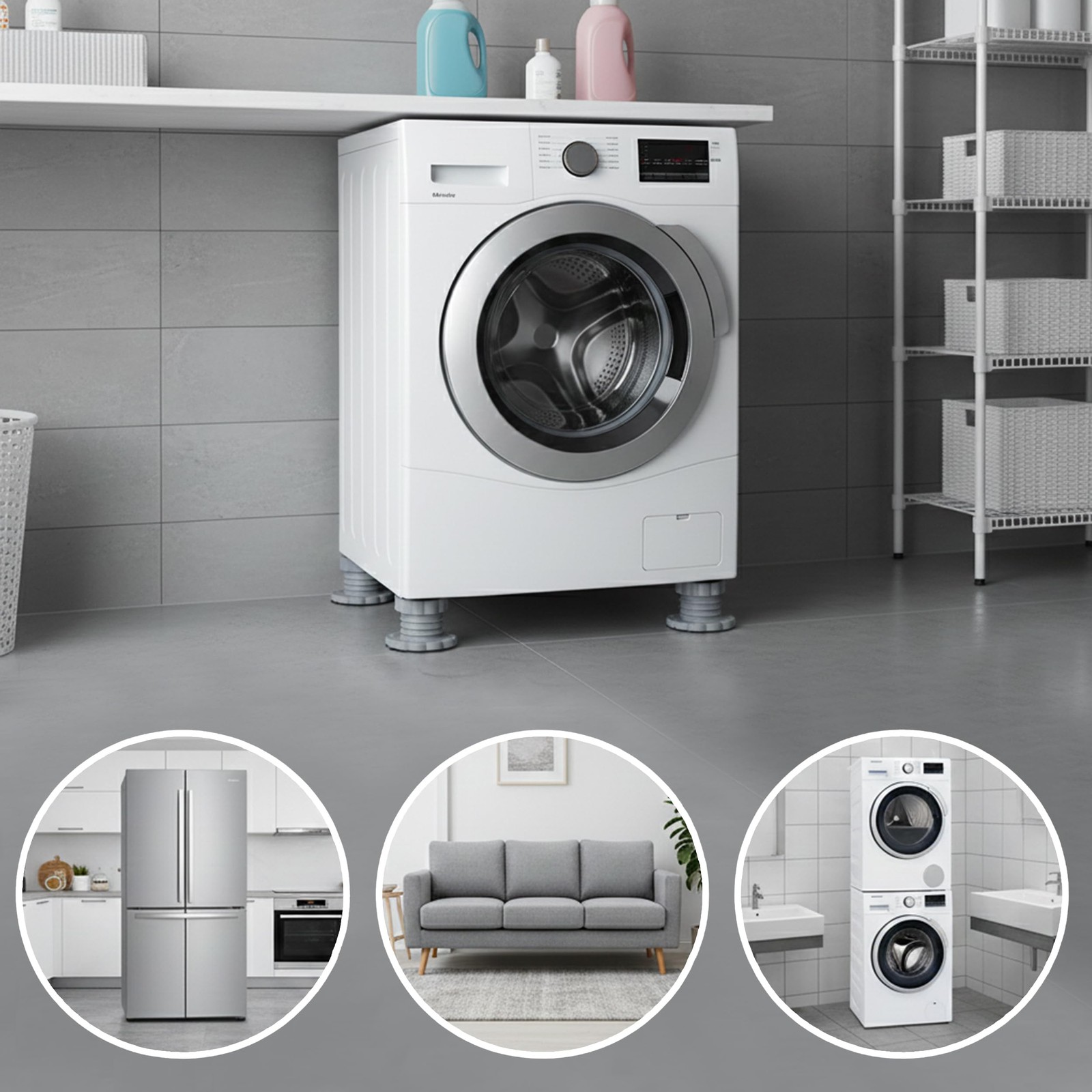 4 Pack Anti Vibration Pads for Washers - Universal Heightening Riser Pad for ...