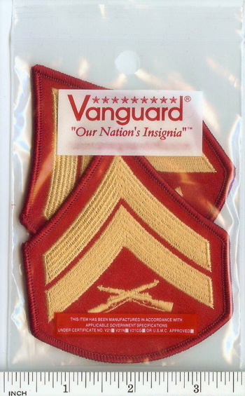USMC Marines FEMALE Corporal E4 Cpl Chevrons PATCH set! gold/red for Dress Blues