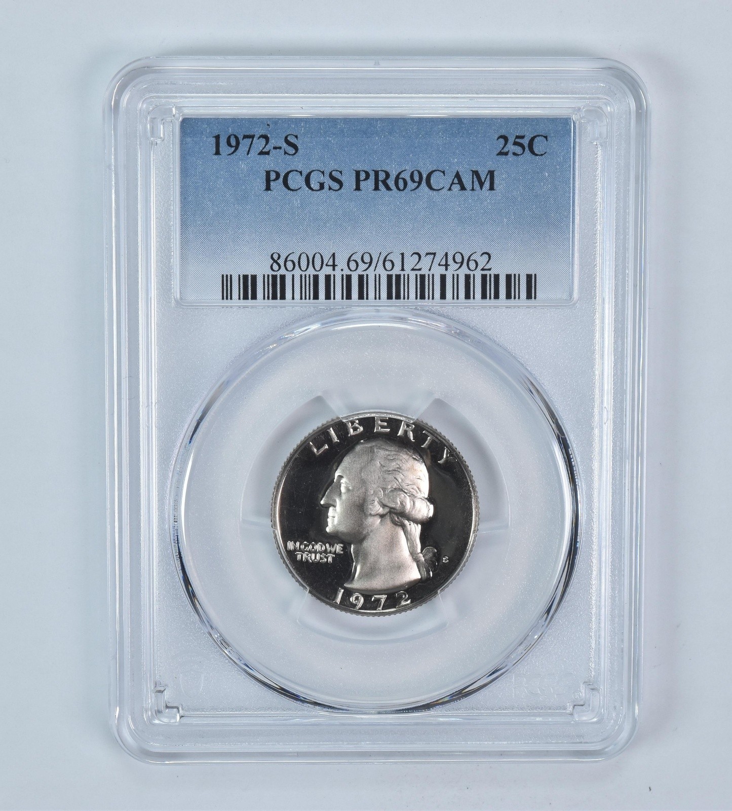 1972-S Washington Quarter PR69 CAM PCGS Blue Label