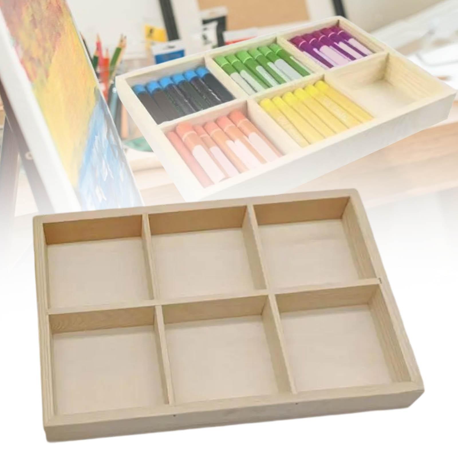 Wooden Pen Holder Art Marker Organizer 6 Grid Stationary Art Marker Marker Pen